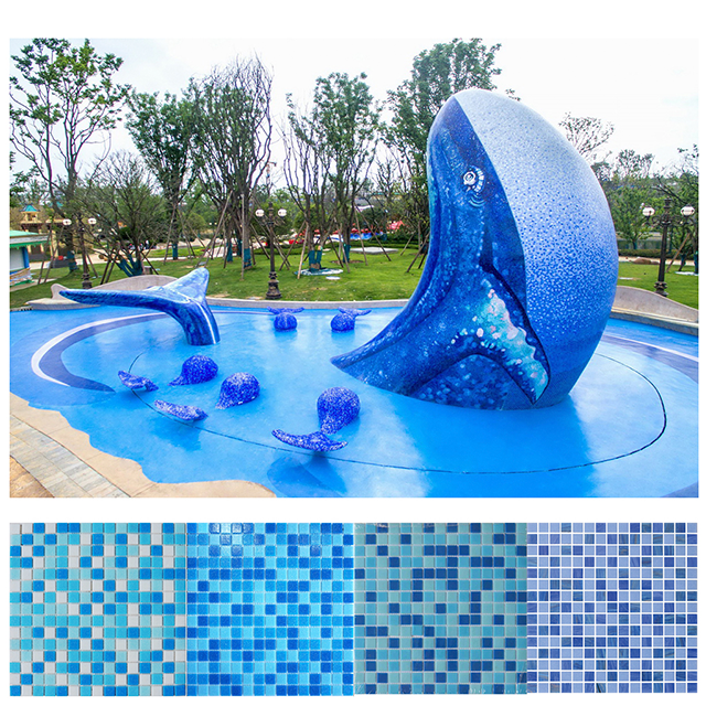 Square Blue Mix Hot Melt 20x20mm Mosaic Tile