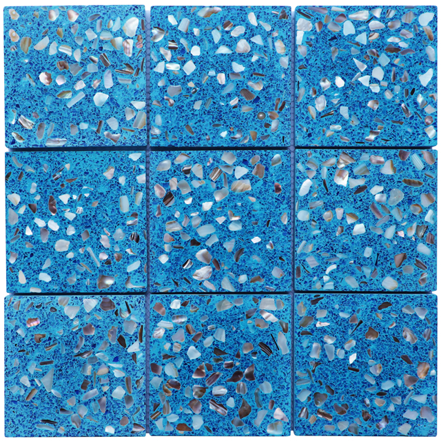 Blue Square Terrazzo Stone Tiles For Floor Wall