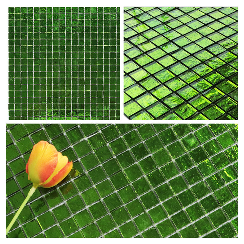 Blackish Green Stained Small Square Glass Mosaic Tiles