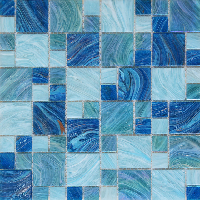 Blue Goldenline Glass Mosaic Tile for Swimming Pool