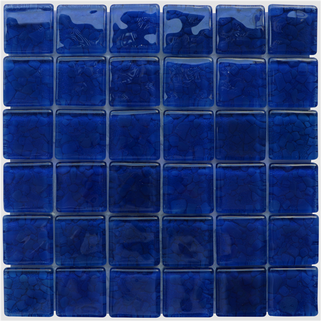 Navy Blue Ice Crackle Crystal Glass Pool Mosaic