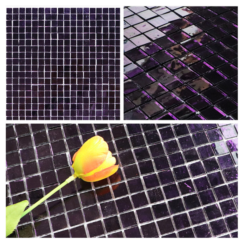 Sqaure Black Gemstone Stained Glass Mosaic Tile Factory