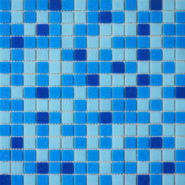 Square Blue Mix Hot Melt Glass Swimming Pool Mosaic Tile