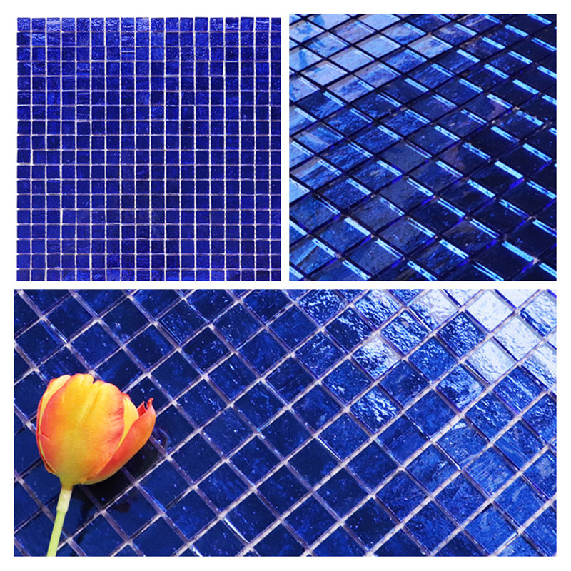 Electroplating Aqua Blue Stained Glass Mosaic Tile